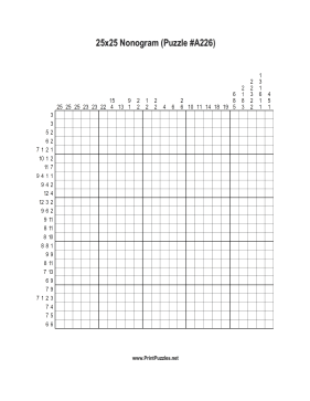 Nonogram - 25x25 - A226 Printable Puzzle