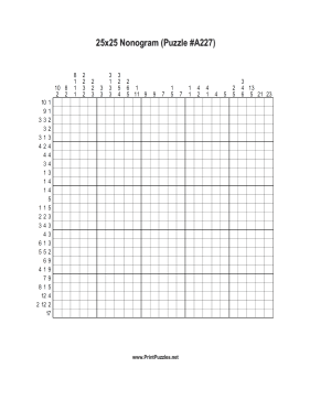 Nonogram - 25x25 - A227 Printable Puzzle