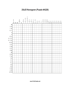 Nonogram - 25x25 - A228 Printable Puzzle