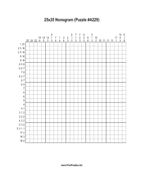 Nonogram - 25x25 - A229 Printable Puzzle