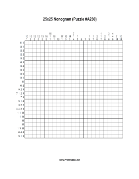 Nonogram - 25x25 - A230 Printable Puzzle