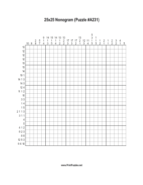 Nonogram - 25x25 - A231 Printable Puzzle