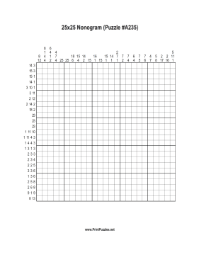 Nonogram - 25x25 - A235 Printable Puzzle