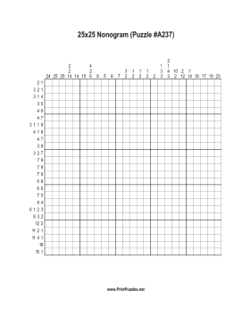 Nonogram - 25x25 - A237 Printable Puzzle