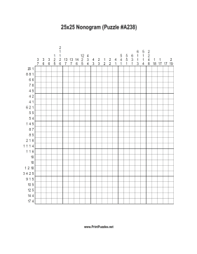 Nonogram - 25x25 - A238 Printable Puzzle