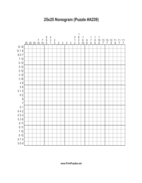 Nonogram - 25x25 - A239 Printable Puzzle