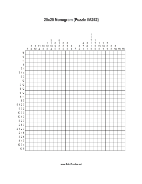 Nonogram - 25x25 - A242 Printable Puzzle