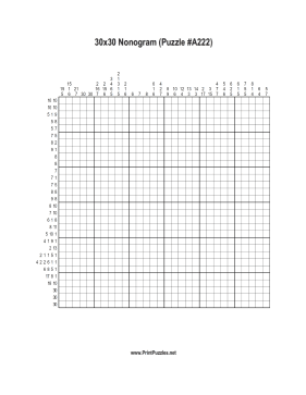 Nonogram - 30x30 - A222 Printable Puzzle