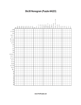 Nonogram - 30x30 - A223 Printable Puzzle