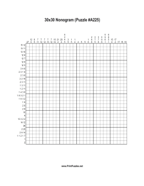 Nonogram - 30x30 - A225 Printable Puzzle