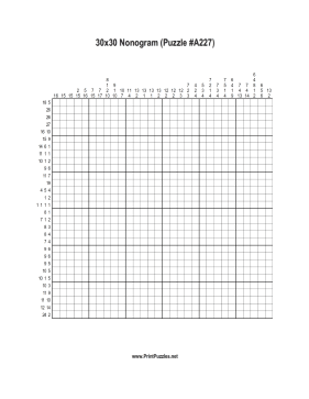 Nonogram - 30x30 - A227 Printable Puzzle