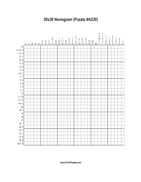 Nonogram - 30x30 - A230 Printable Puzzle