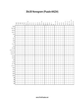 Nonogram - 30x30 - A234 Printable Puzzle