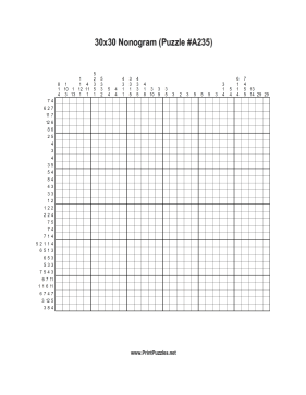 Nonogram - 30x30 - A235 Printable Puzzle