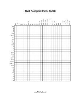 Nonogram - 30x30 - A240 Printable Puzzle